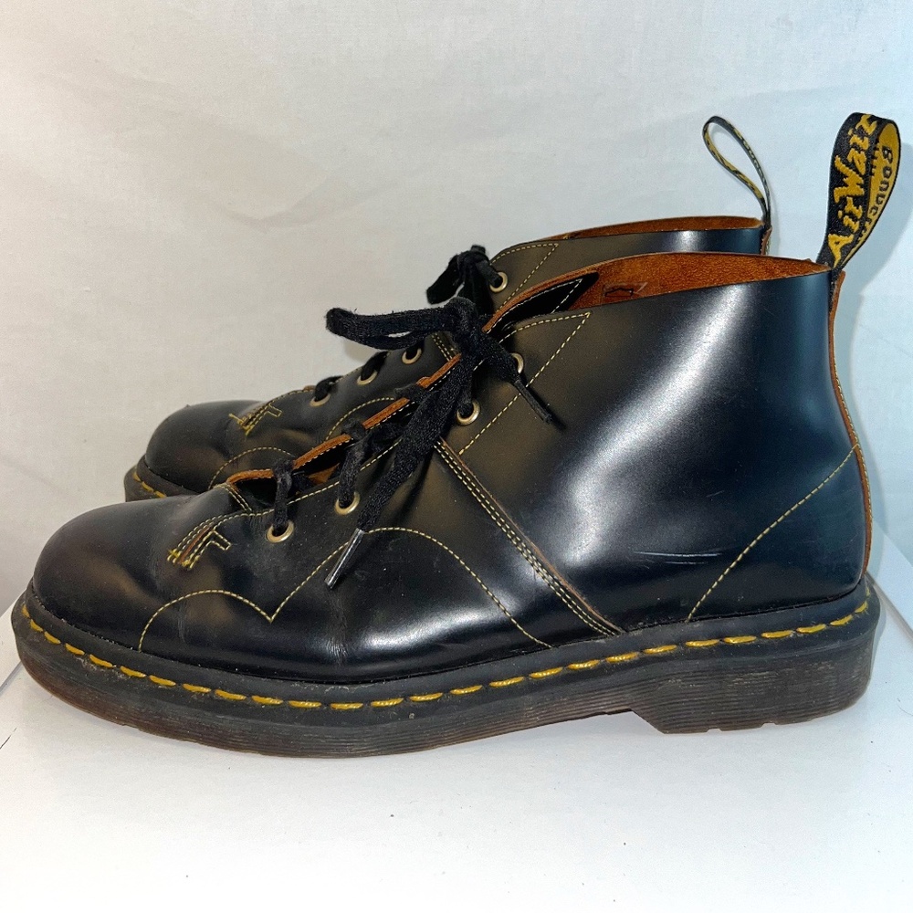 Dr. Martens Church Monkey 5 Eye Boot - Black Leather/Raw Suede Interior - 11 Men